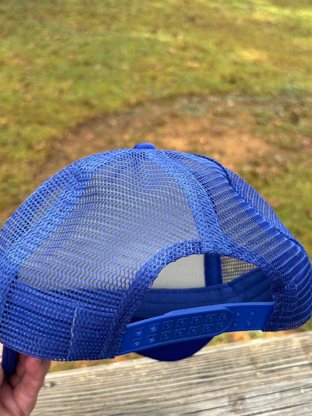 Blue Grandmas Garden Quilt Patch Trucker Hat